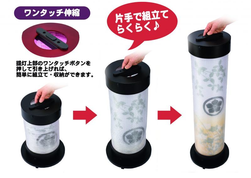 伸縮提灯「京桔梗」神代杉7号絹二重張り ✿電装付 - 佛壇の古屋鋪