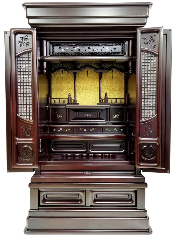 唐木仏壇【Yoshikawa -吉河-】紫檀調 16×33号＋仏具セット付　✿数量限定＆お値打ち品